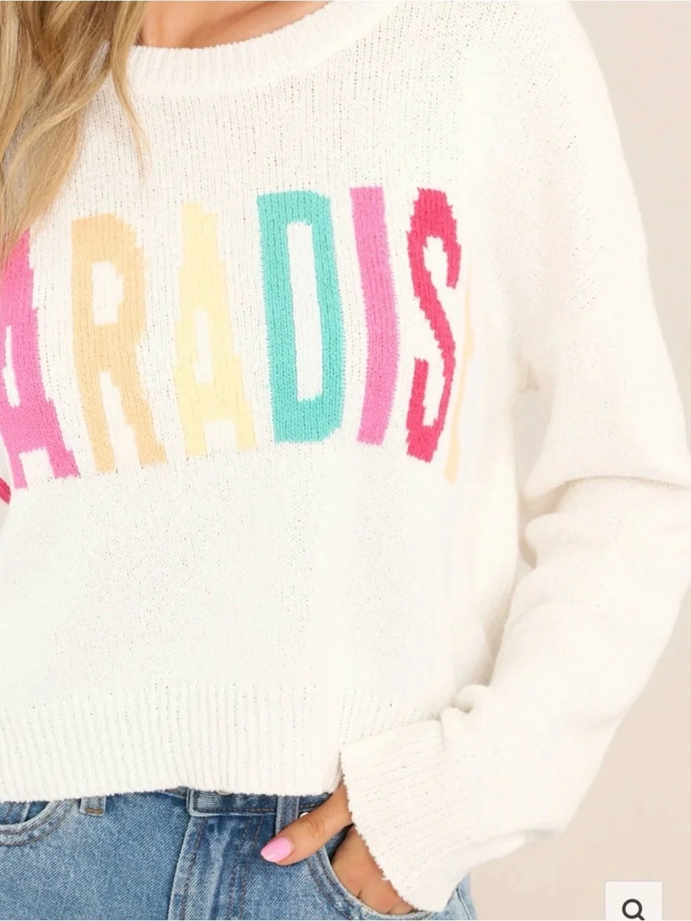 Z Supply 'Paradise' Colorblock Crewneck Sweater L Summer Vacation